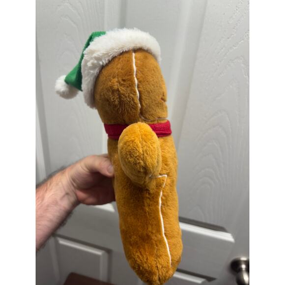 Kellytoy Gingerbread Man Christmas Plush Stuffed Brown Green Hat Red Scarf - Picture 2 of 8